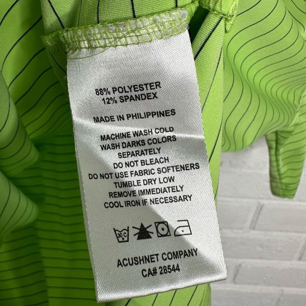 Footjoy Green Pinstriped Polo Short Sleeve Mens Shirt size Large - Picture 4 of 6